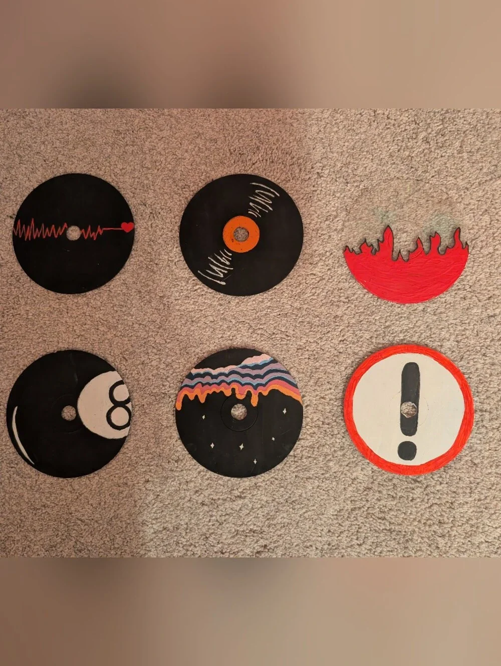 Hand-Painted Black Vinyl Wall Decor with Multicolor Drip Accent